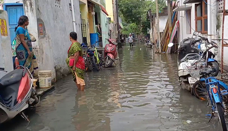 தாம்பரம் மாநகராட்சியின் வார்டுக்குட்பட்ட பகுதியில் 2 நாட்களாக வடியாமல் தேங்கிய மழைநீர்..